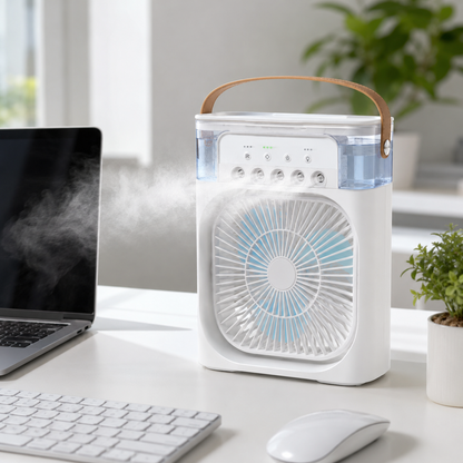 ❄️3-in-1 Portable Desktop Air Cooler Fan | Quiet USB Mini Cooling Humidifier