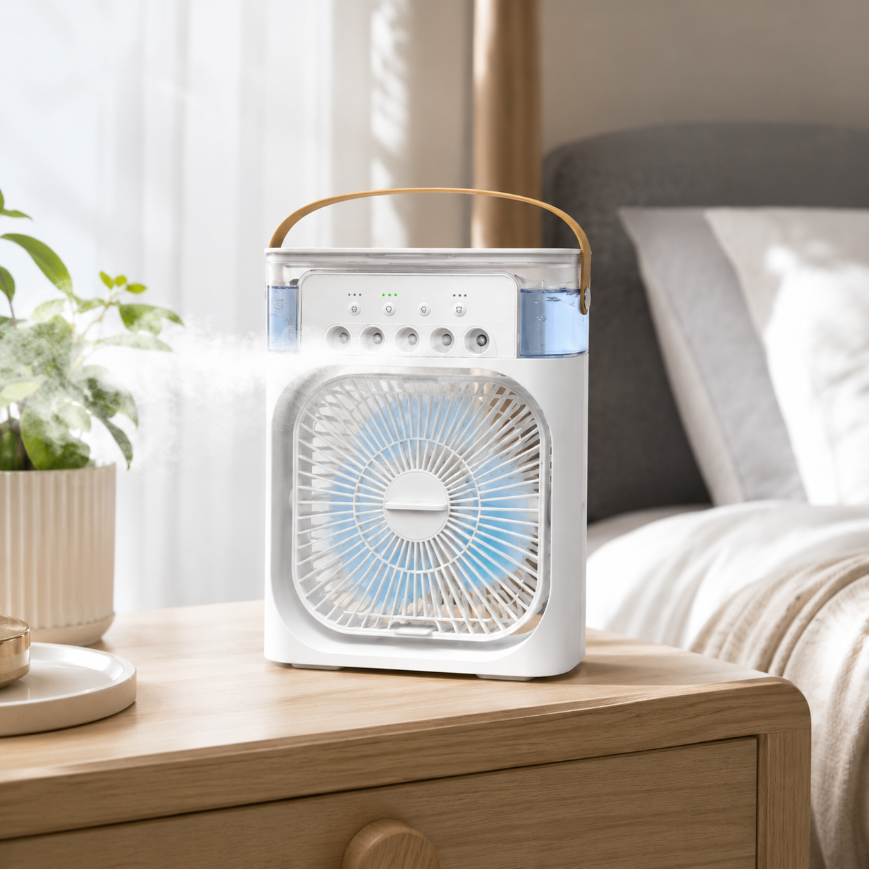 ❄️3-in-1 Portable Desktop Air Cooler Fan | Quiet USB Mini Cooling Humidifier
