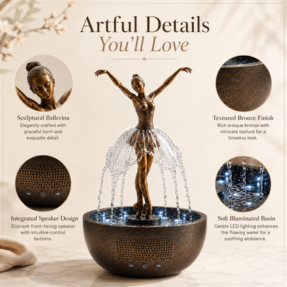 🤍 Grace in Motion – Ballerina Bluetooth Fountain Speaker