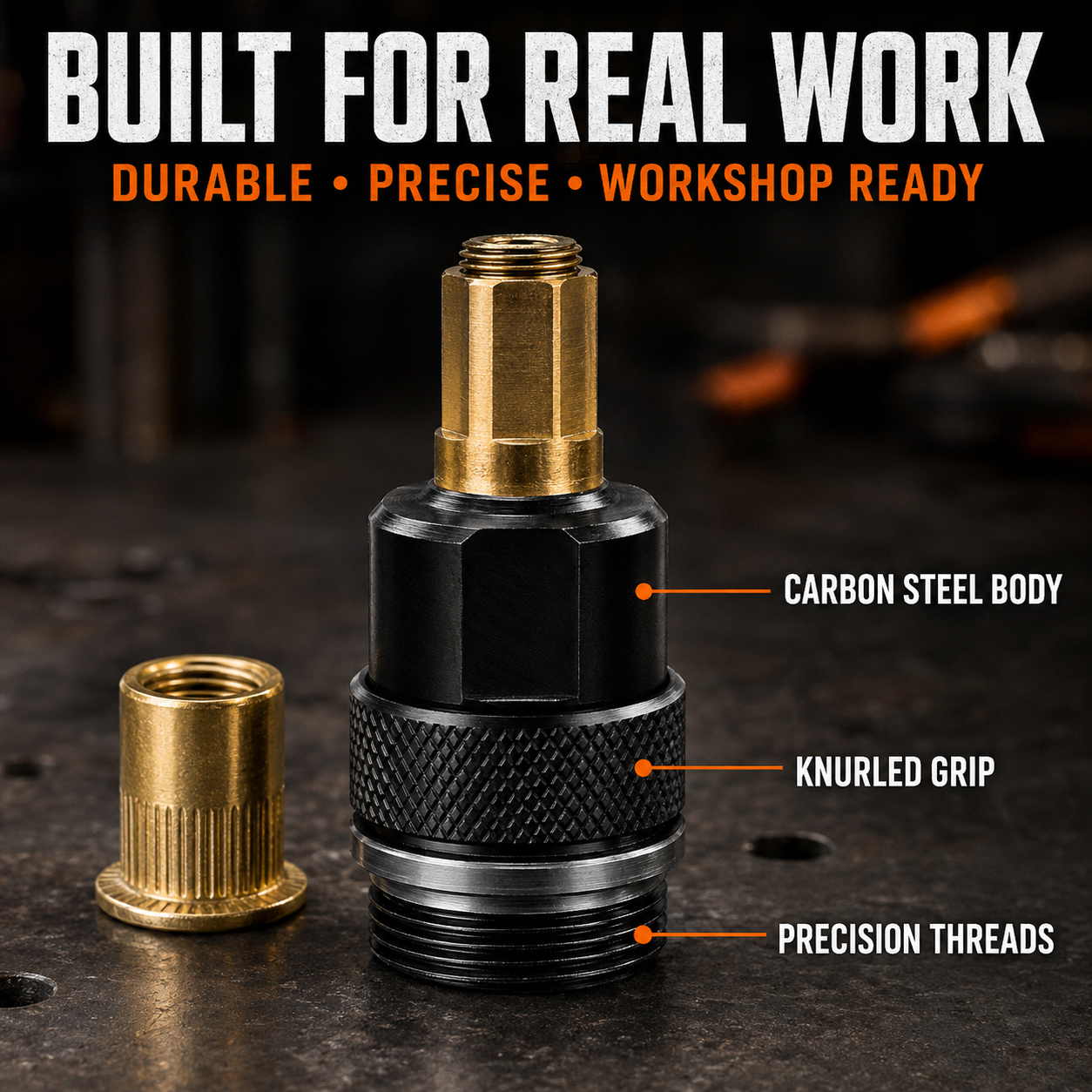 🔧⚡ Drill-Powered Rivet Nut Tool Kit – M3–M8 Threaded Insert Adapter for DIY, Auto & Metalwork