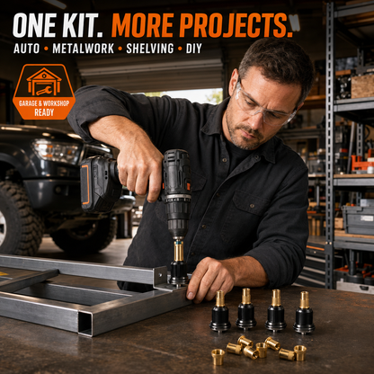 🔧⚡ Drill-Powered Rivet Nut Tool Kit – M3–M8 Threaded Insert Adapter for DIY, Auto & Metalwork