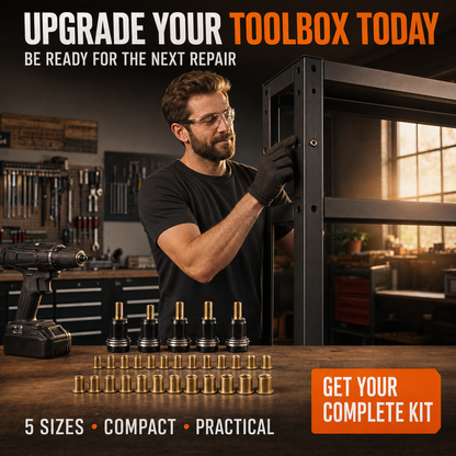 🔧⚡ Drill-Powered Rivet Nut Tool Kit – M3–M8 Threaded Insert Adapter for DIY, Auto & Metalwork