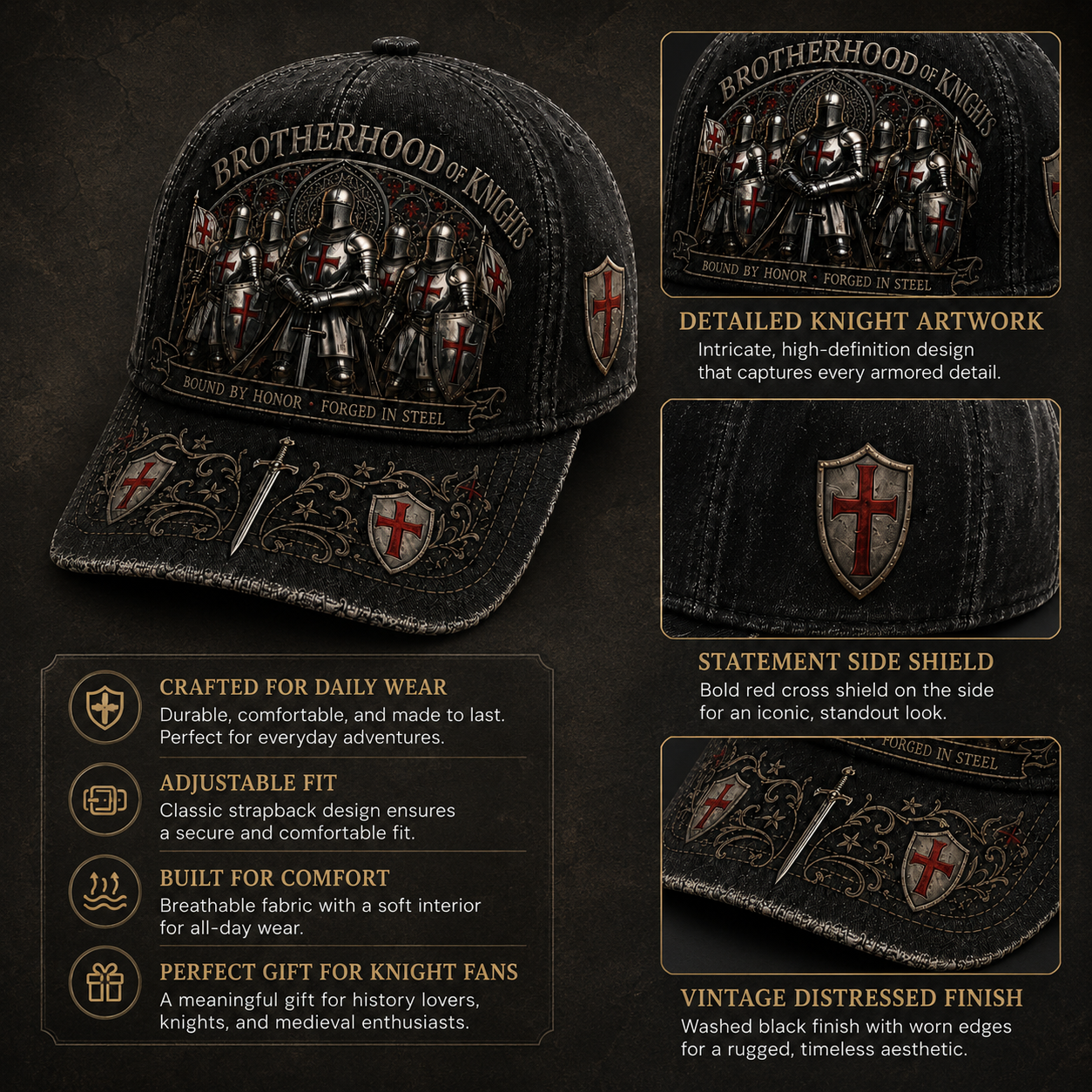 🛡️⚔️ Today Only 49% OFF✨ Brotherhood Of Knights Honor Cap | Classic Tactical Style for Everyday Wear