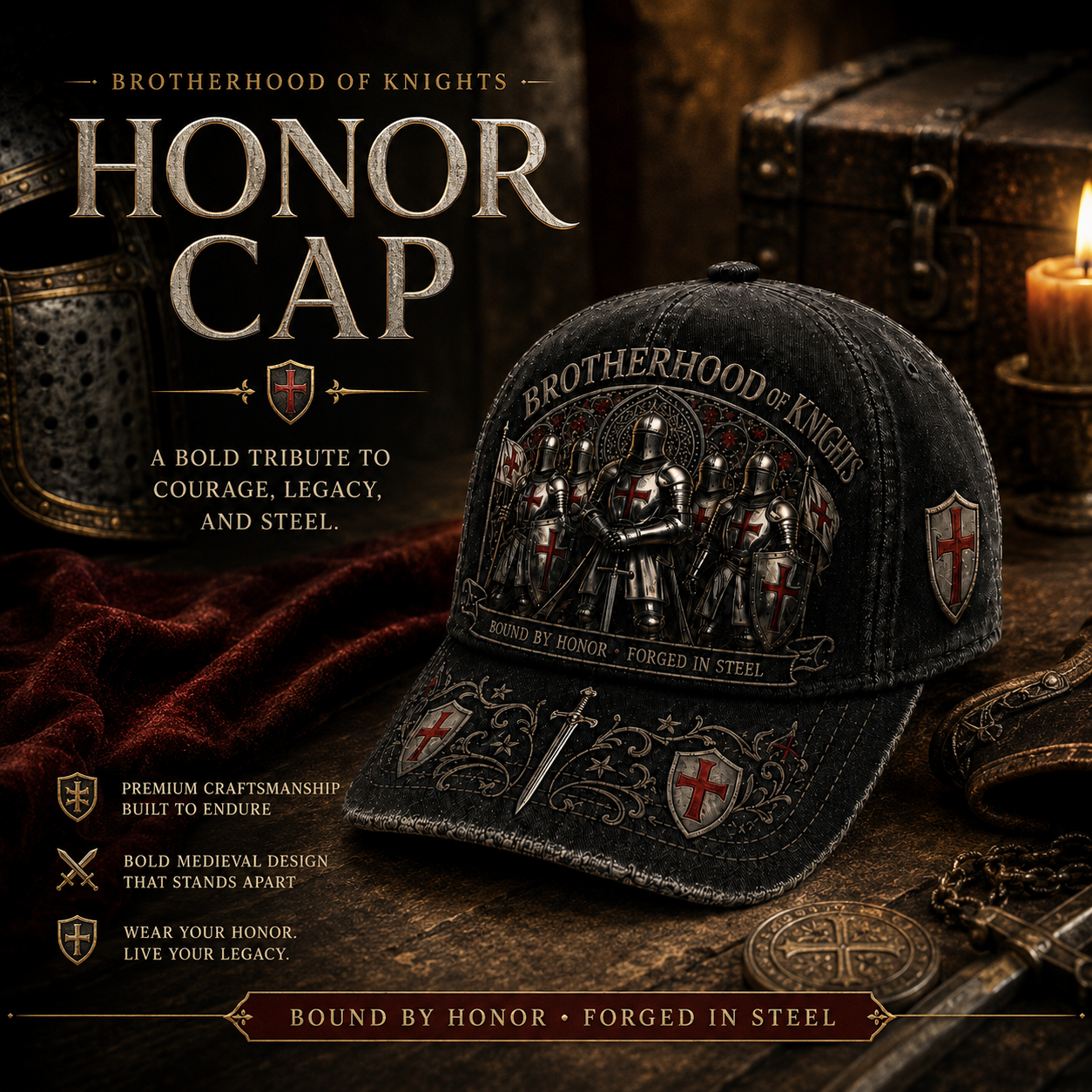 🛡️⚔️ Today Only 49% OFF✨ Brotherhood Of Knights Honor Cap | Classic Tactical Style for Everyday Wear