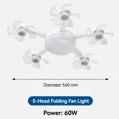 💥SAVE 33%💡 2-in-1 E27 4-Head Folding Ceiling Fan Light, Adjustable LED Fan Lamp With Remote Control For Bedroom Kitchen