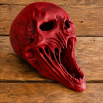 🌱✨ Limited Time 50% OFF✨ Gothic Demon Alien Skull Sculpture, Creepy Horror Resin Skull Statue Halloween Mantel Table Indoor Decor Ornamen
