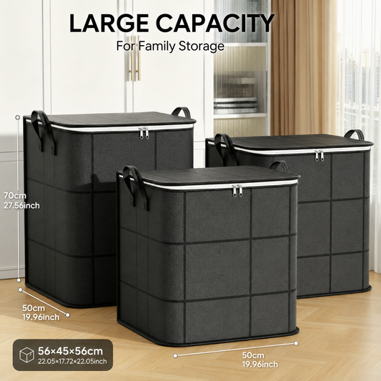 💥SAVE 50%📦 Foldable Large Capacity Clothing Storage Bag, Reinforced Handle Non-Woven Storage Bin For Closet Blanket Organizer