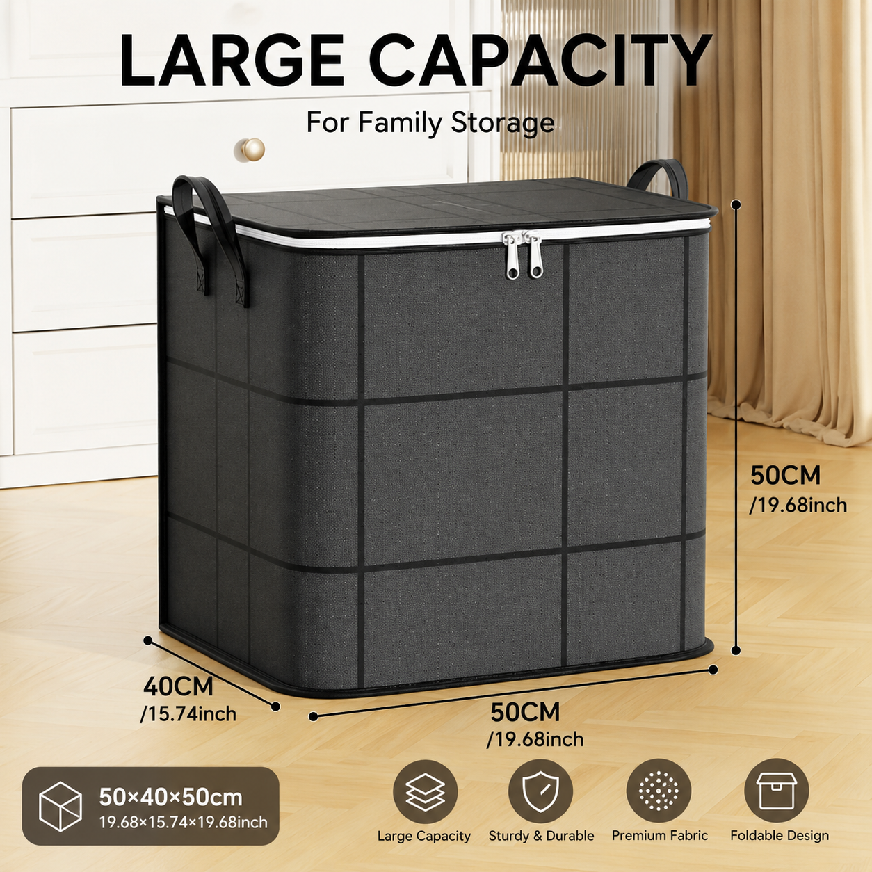 💥SAVE 50%📦 Foldable Large Capacity Clothing Storage Bag, Reinforced Handle Non-Woven Storage Bin For Closet Blanket Organizer