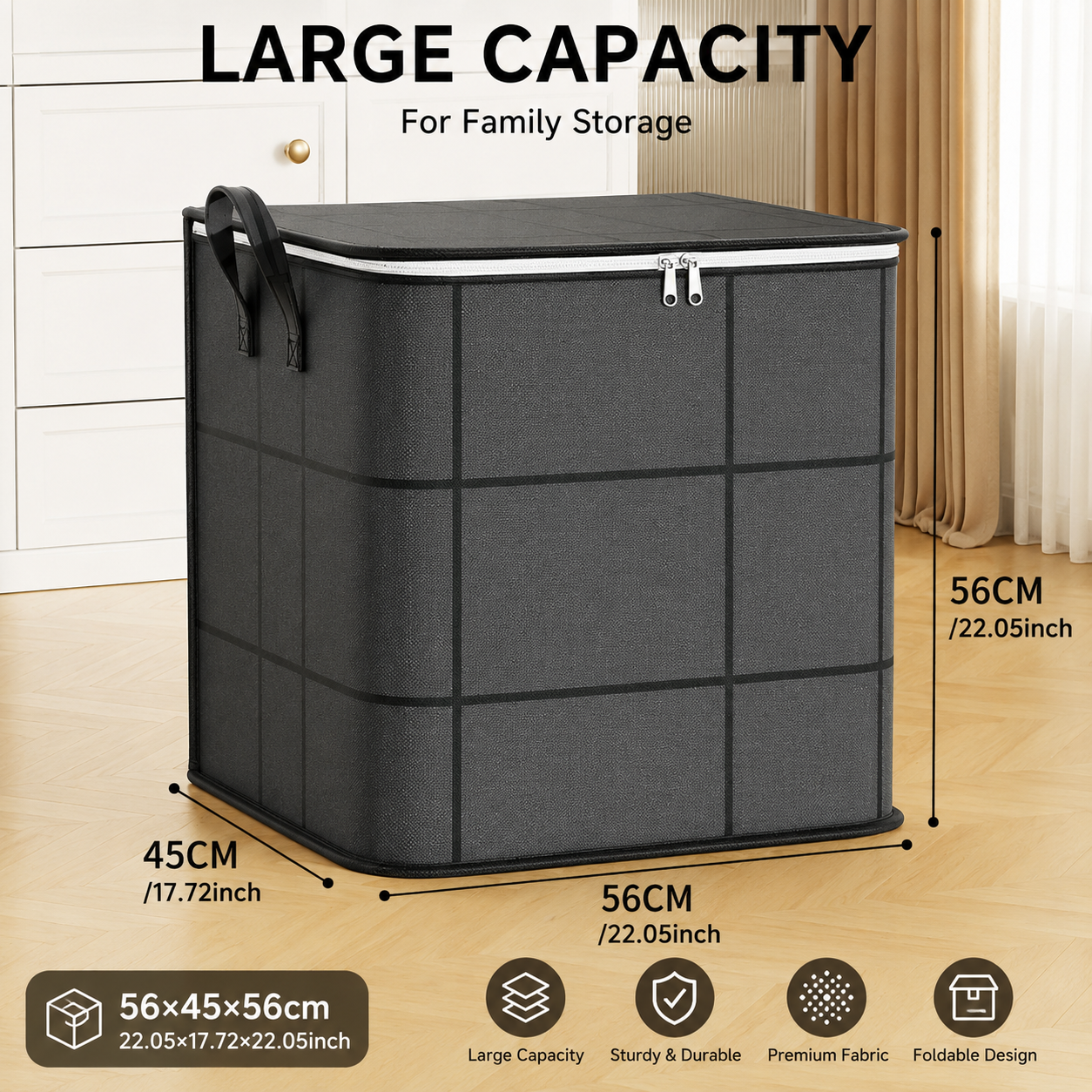 💥SAVE 50%📦 Foldable Large Capacity Clothing Storage Bag, Reinforced Handle Non-Woven Storage Bin For Closet Blanket Organizer