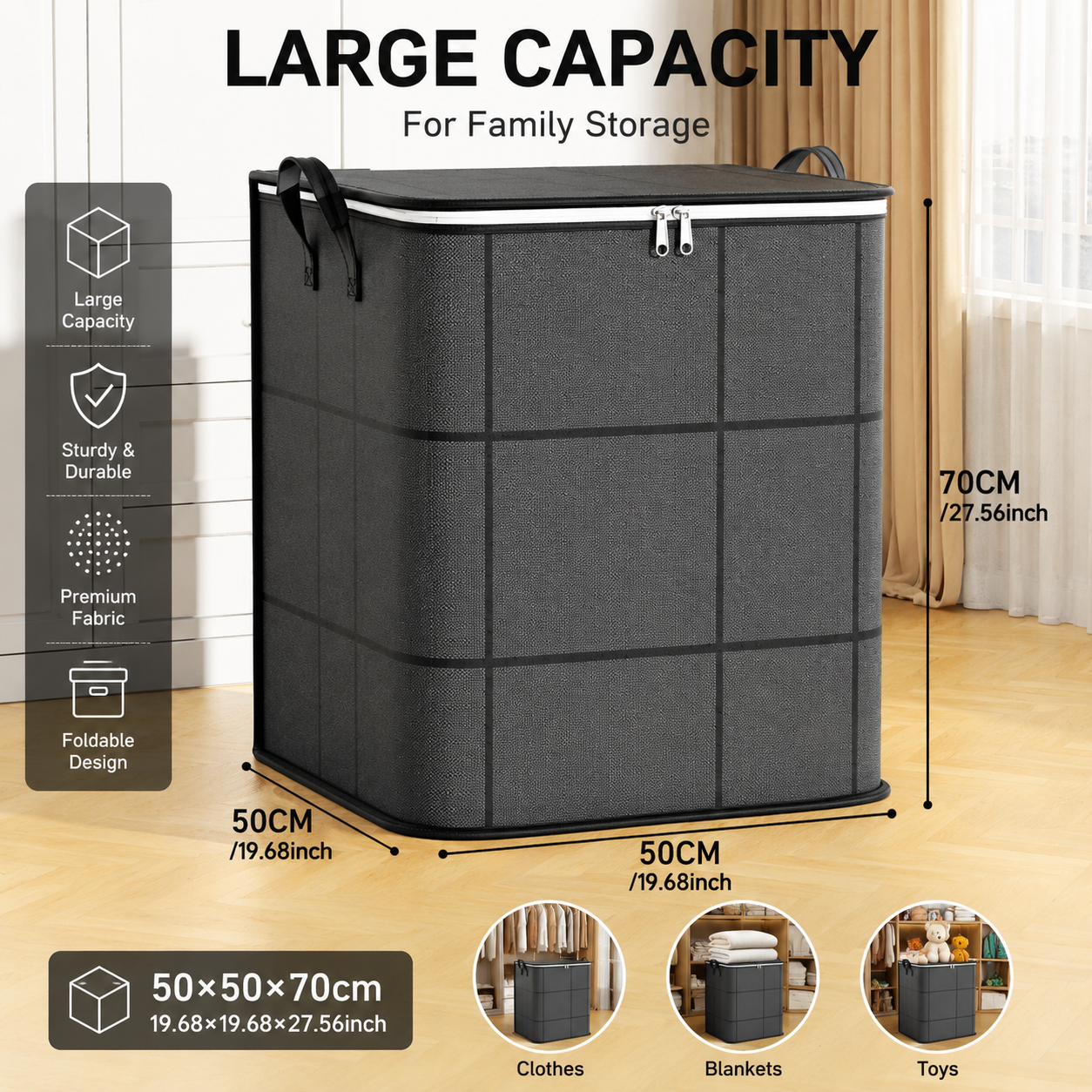 💥SAVE 50%📦 Foldable Large Capacity Clothing Storage Bag, Reinforced Handle Non-Woven Storage Bin For Closet Blanket Organizer