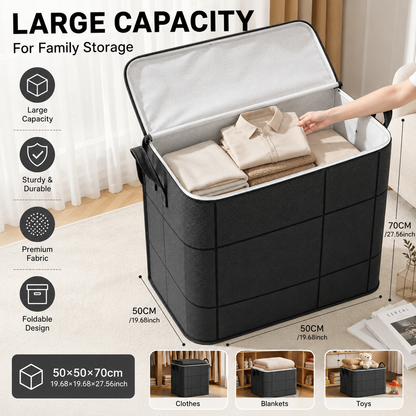 💥SAVE 50%📦 Foldable Large Capacity Clothing Storage Bag, Reinforced Handle Non-Woven Storage Bin For Closet Blanket Organizer