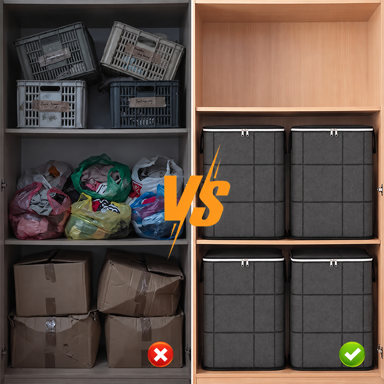 💥SAVE 50%📦 Foldable Large Capacity Clothing Storage Bag, Reinforced Handle Non-Woven Storage Bin For Closet Blanket Organizer