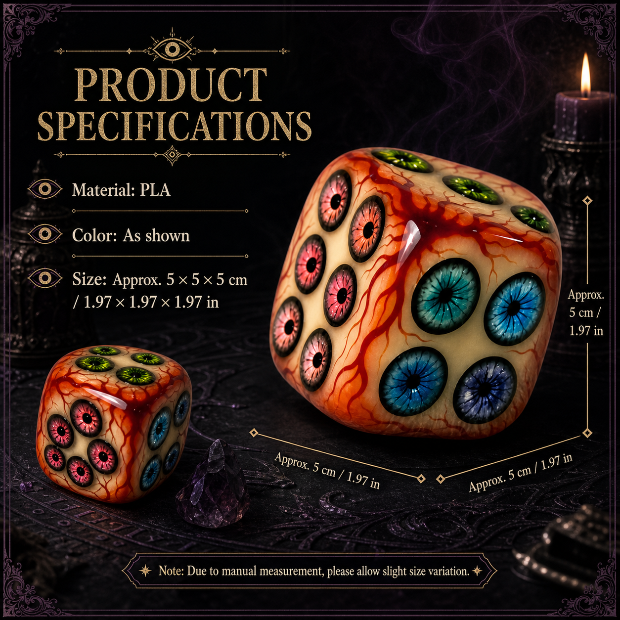 🔥55% OFF TODAY - 👁️Mystic Eyeball D6 Dice(✨Gothic Horror Fantasy Tabletop Game Ornament}