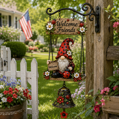 🔔🔥Hot Sale 50% OFF 🐞🔔 Rustic Garden Gnome Bell