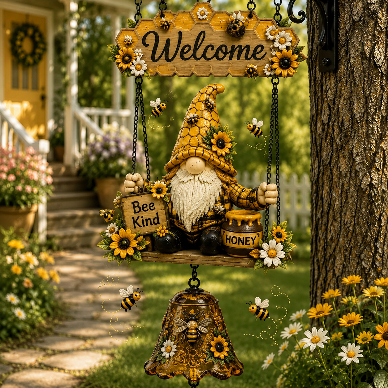 🔔🔥Hot Sale 50% OFF 🐞🔔 Rustic Garden Gnome Bell