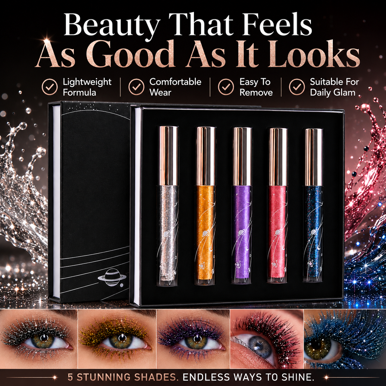 🔥 Today Only 50% OFF ✨ 5-Color Glitter Mascara Set 🌈 Dazzle Every Lash