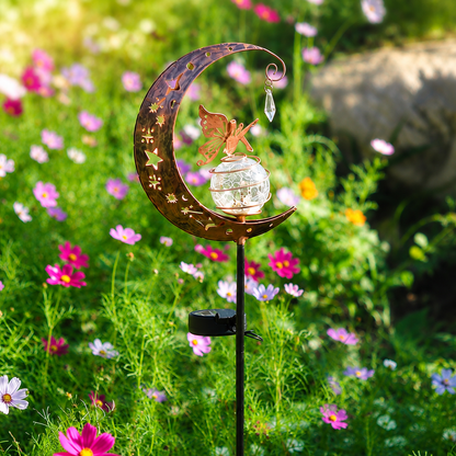 🧚🌕 50% OFF Half Price！Moon & Fairy Crackle Glass Solar Garden Stake Light