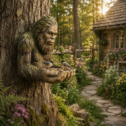 🦍🌿 50% OFF HALF PRICE！Mossy Bigfoot Tree Hugger Hand Bird Feeder | Whimsical Garden Decor