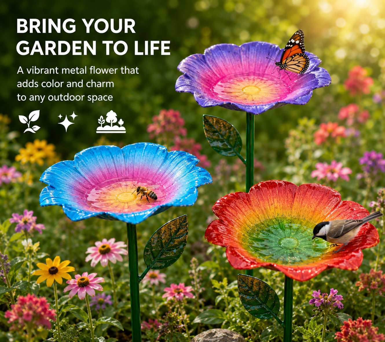 🔥LIMITED FLASH SALE🦜 Colorful Floral Bird Feeder Stake | Wildlife Garden Must-Have