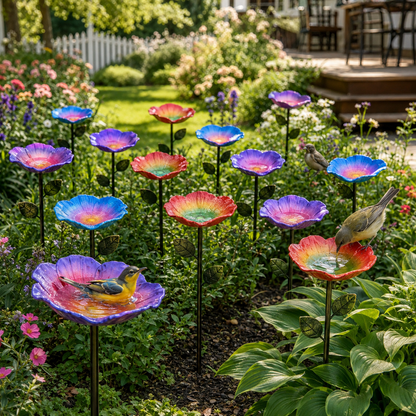 🔥LIMITED FLASH SALE🦜 Colorful Floral Bird Feeder Stake | Wildlife Garden Must-Have