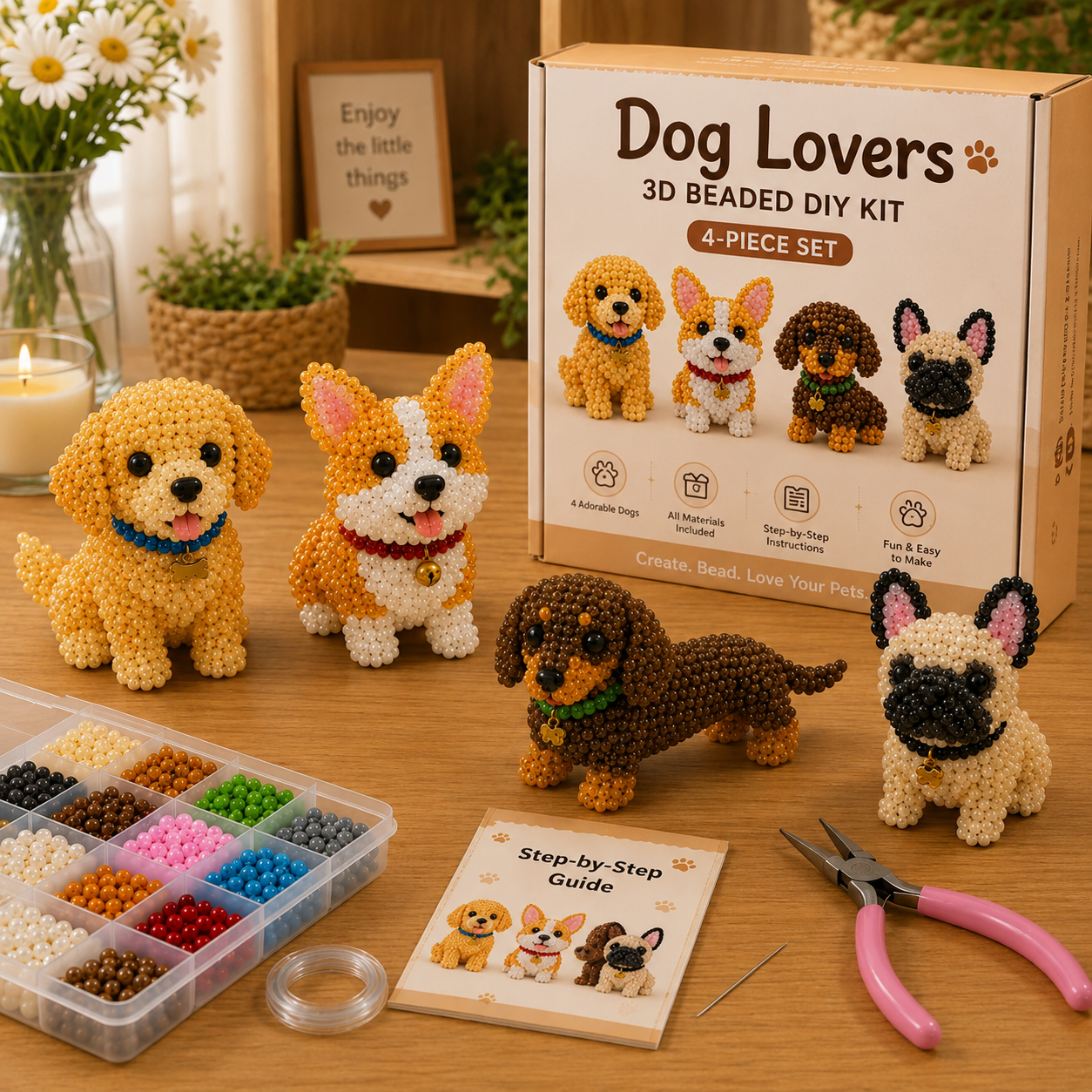 🏆Limited Time Sale 50% OFF🧵✨Petite 3D Beaded Animal Craft Kit