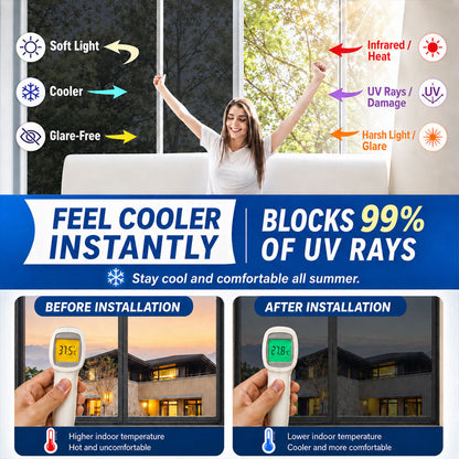 ☀️ One-Way Privacy Window Film 🪟 Block Heat, UV Rays & Prying Eyes & Comfort All Day