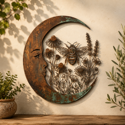 🔥Last Day 50% OFF Sola🔥-🌟🌜️Crescent Moon Bee Wall Decor🐝