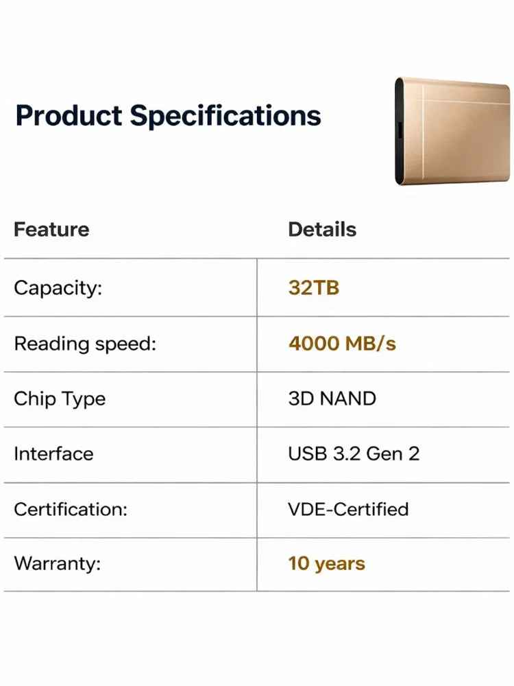 32TB High-speed Portable SSD