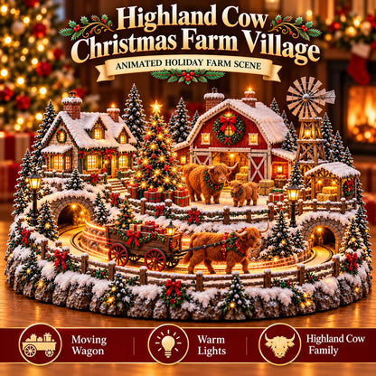 🔥 LAST DAY 49% OFF 🔥 Lighted Animated Christmas Village with Train, Reindeer Sleigh & Waterfall ✨