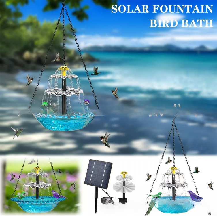 🔥💐SPRING DAY SALE- ONLY 💲26.99!⚡50K+ SOLD!🐦Solar Cascade Hanging Bird Bath Fountain