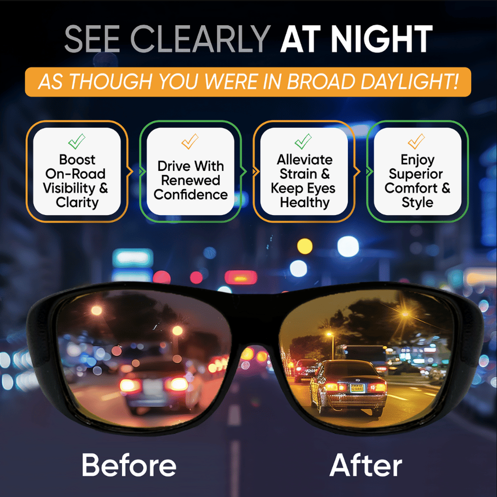 Night Vision Glasses😎-no more struggle with blinding headlights at night👍