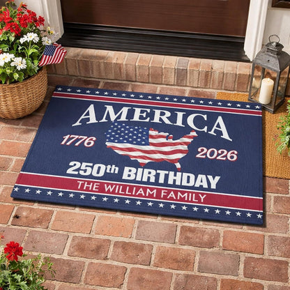 Usa 250Th Birthday Faux Yarn Pattern - Personalized Doormat