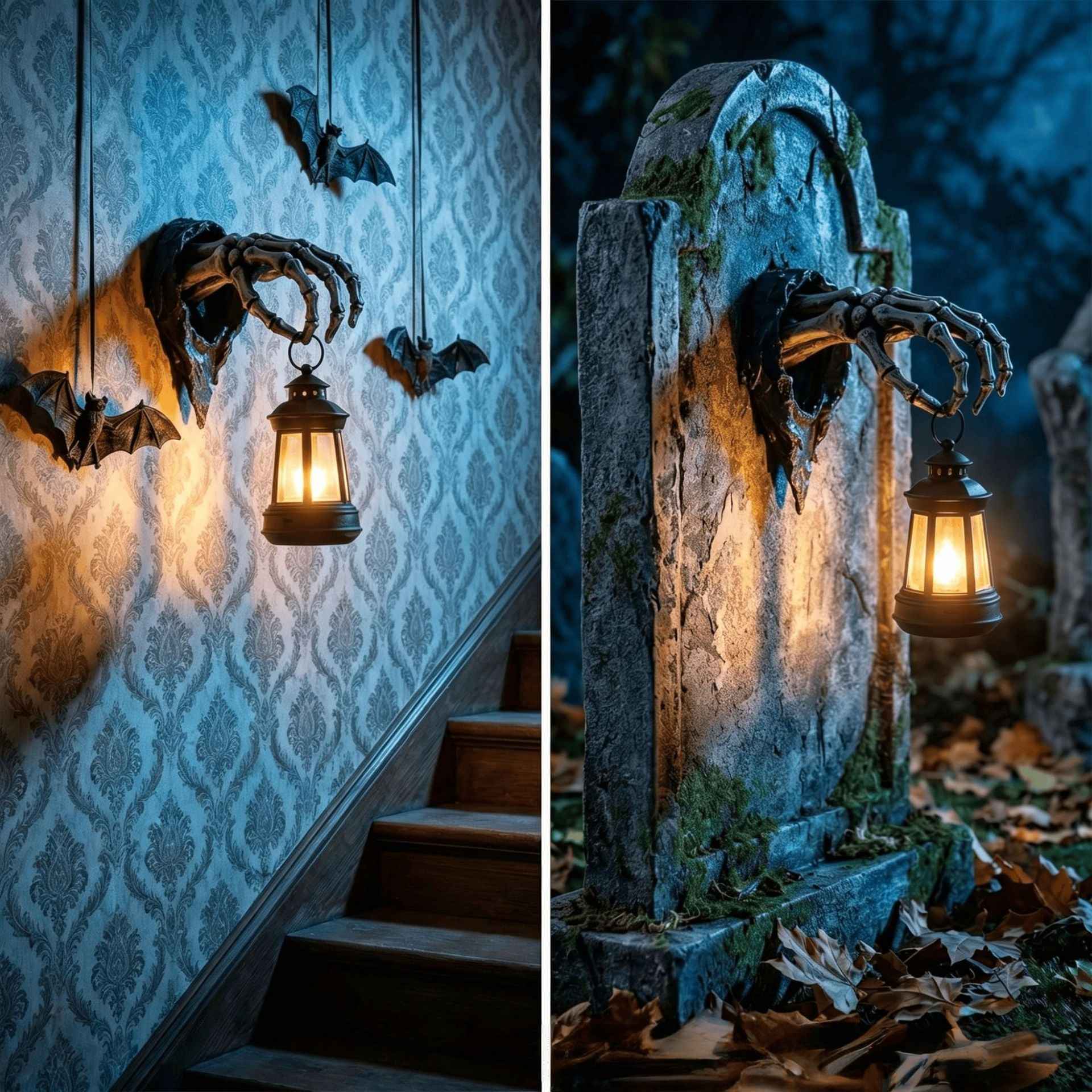 🔥🕯️Light Up The Dark Side-Skeleton Hand Wall Lantern💀🖤