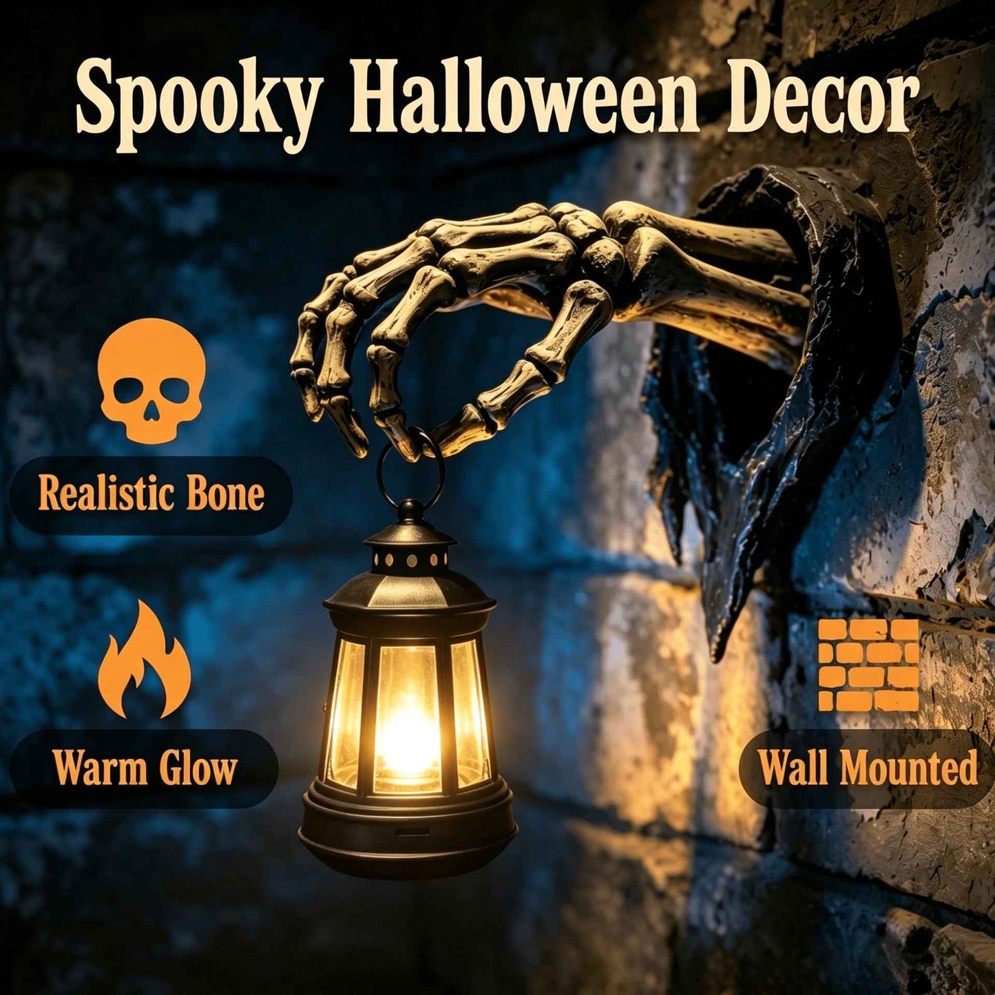 🔥🕯️Light Up The Dark Side-Skeleton Hand Wall Lantern💀🖤