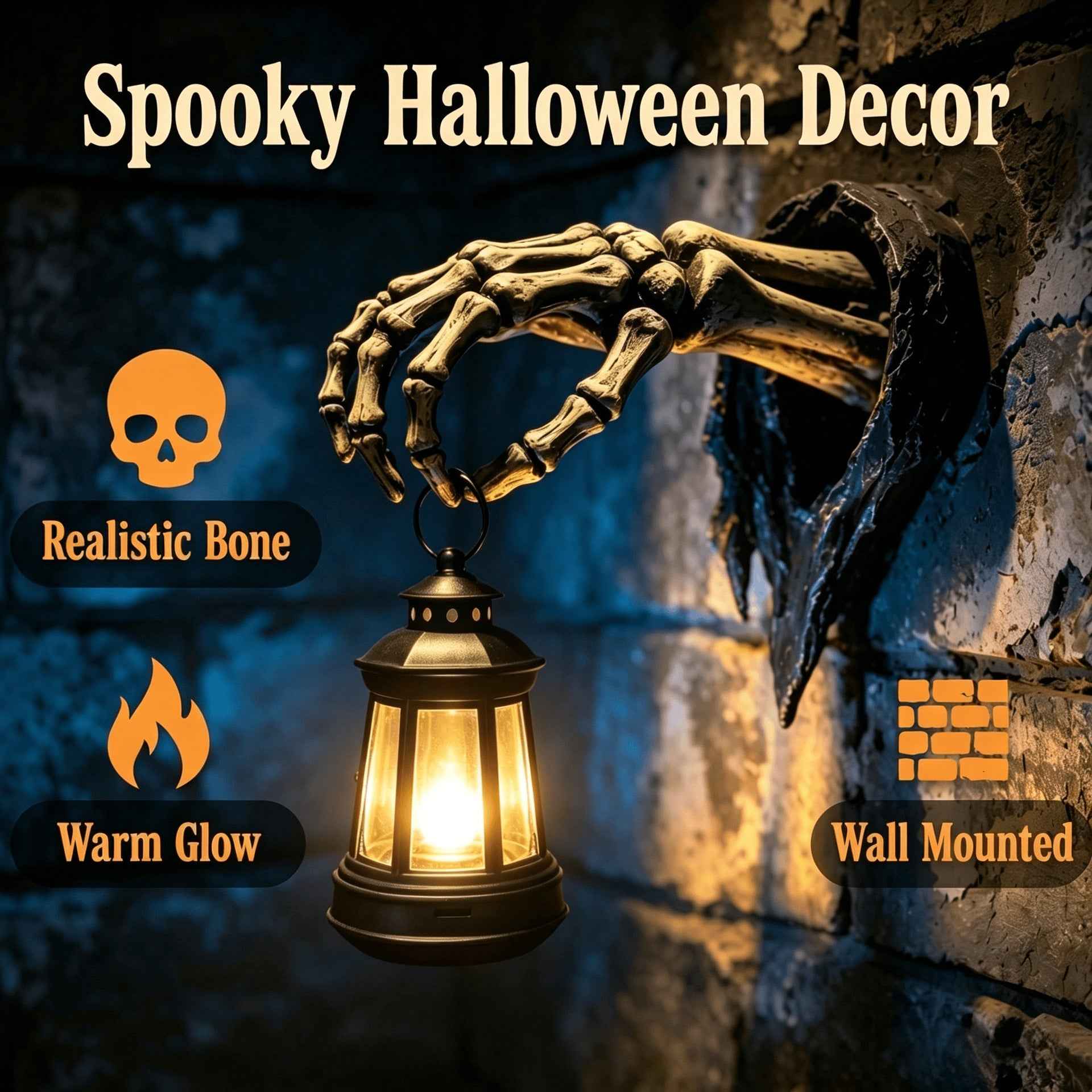🔥🕯️Light Up The Dark Side-Skeleton Hand Wall Lantern💀🖤