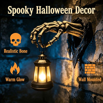🔥🕯️Light Up The Dark Side-Skeleton Hand Wall Lantern💀🖤