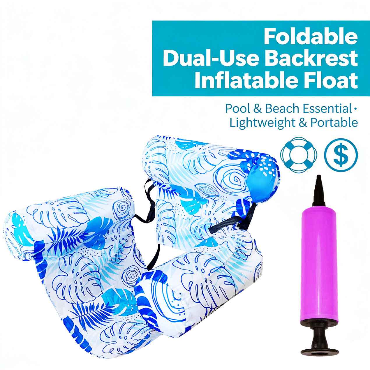 💺 50% OFF NOW! 🌴 Inflatable Floating Chair – Tropical Leaf & Ultra-Light  🌊