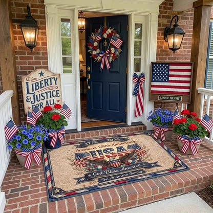 Usa 250Th Birthday Faux Yarn Pattern - Personalized Doormat