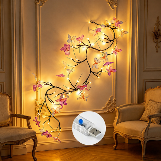 ✨ Flexible LED Vine Tree Light – Butterfly Flower Wall Decor Lamp