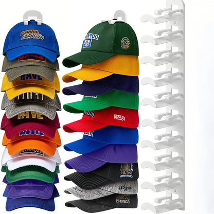 Vertical Adhesive Hat Rack Organizer – Wall-Mounted Cap Holder for Closets, Doors & Bedrooms（2-pack）
