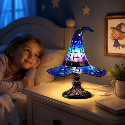 🎃55% OFF Hot Sale✨Viral Stained Glass Witch Hat Lamp| Halloween Home Decor 2026🎁