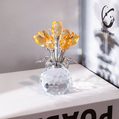 ❤️🌹Colorful Rose Flower Collectible Figurine with Vase