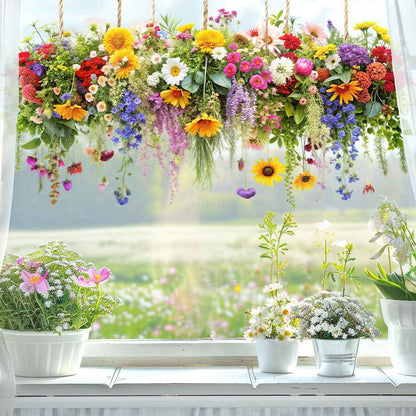 💐Colorful Floral Bouquet Window Sticker🖼️(Cut to size freely)