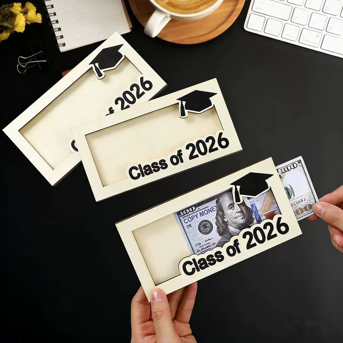 🎁Buy 1 Get 1 Free🎁|🎓 Class of 2026 Money Holder – Unique Wooden Cash Gift Box🧑‍🎓