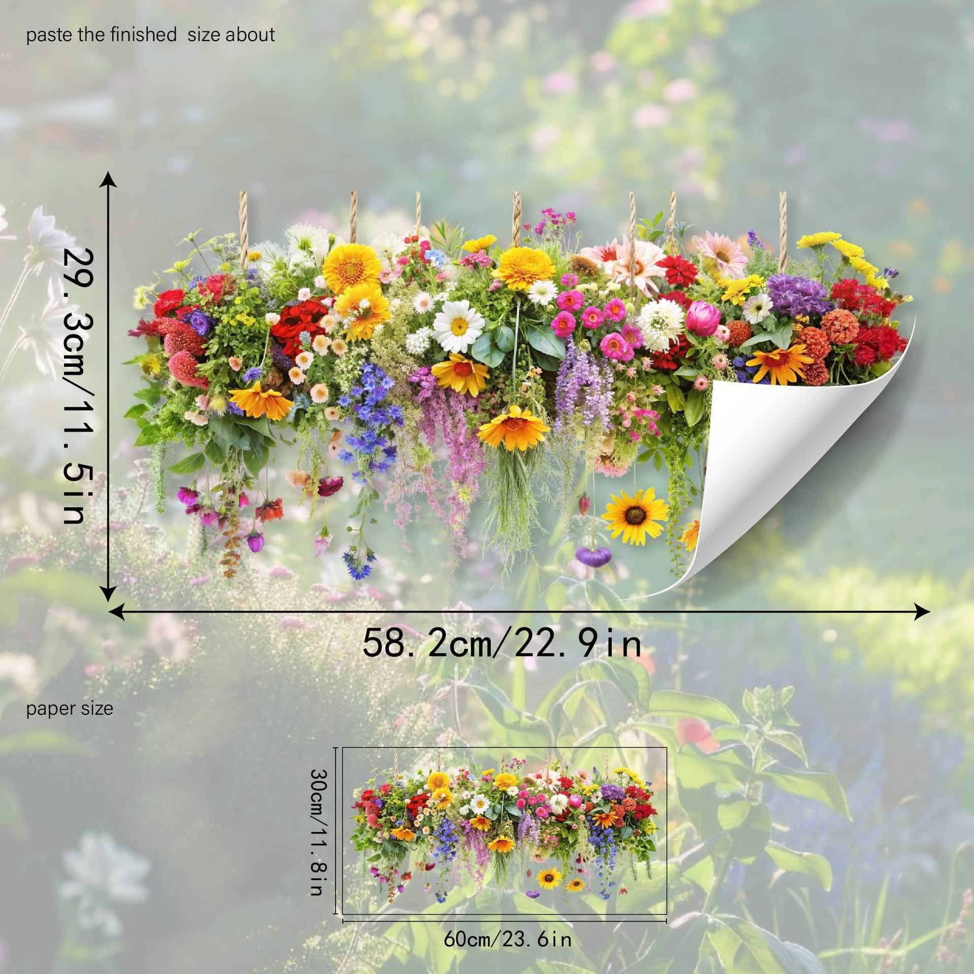 💐Colorful Floral Bouquet Window Sticker🖼️(Cut to size freely)