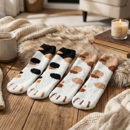 🐾 Women’s Fuzzy Cat Paw Socks | Warm Cozy Winter Slipper Socks