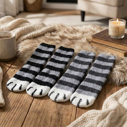 🐾 Women’s Fuzzy Cat Paw Socks | Warm Cozy Winter Slipper Socks
