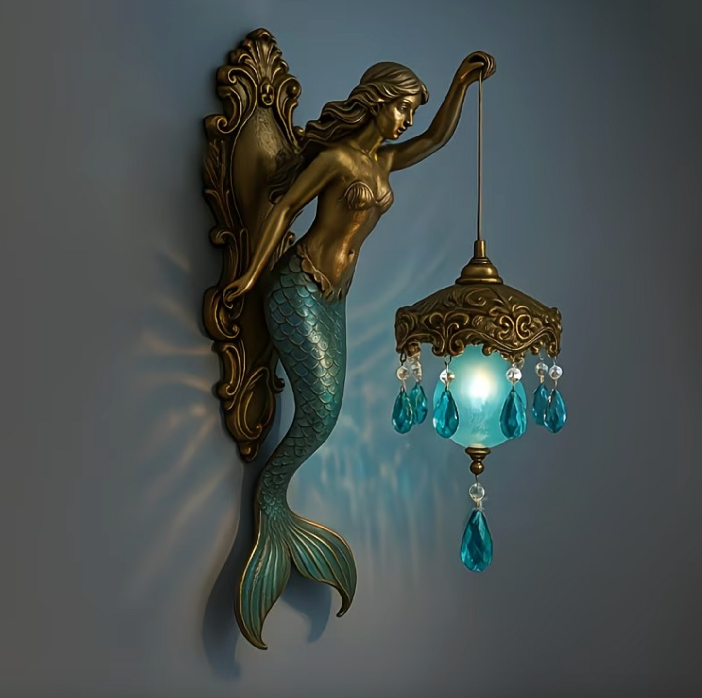 🧜‍♀️ Vintage Mermaid Glow Wall Lamp – Magical Ocean-Inspired Night Light for Cozy Home Décor ✨