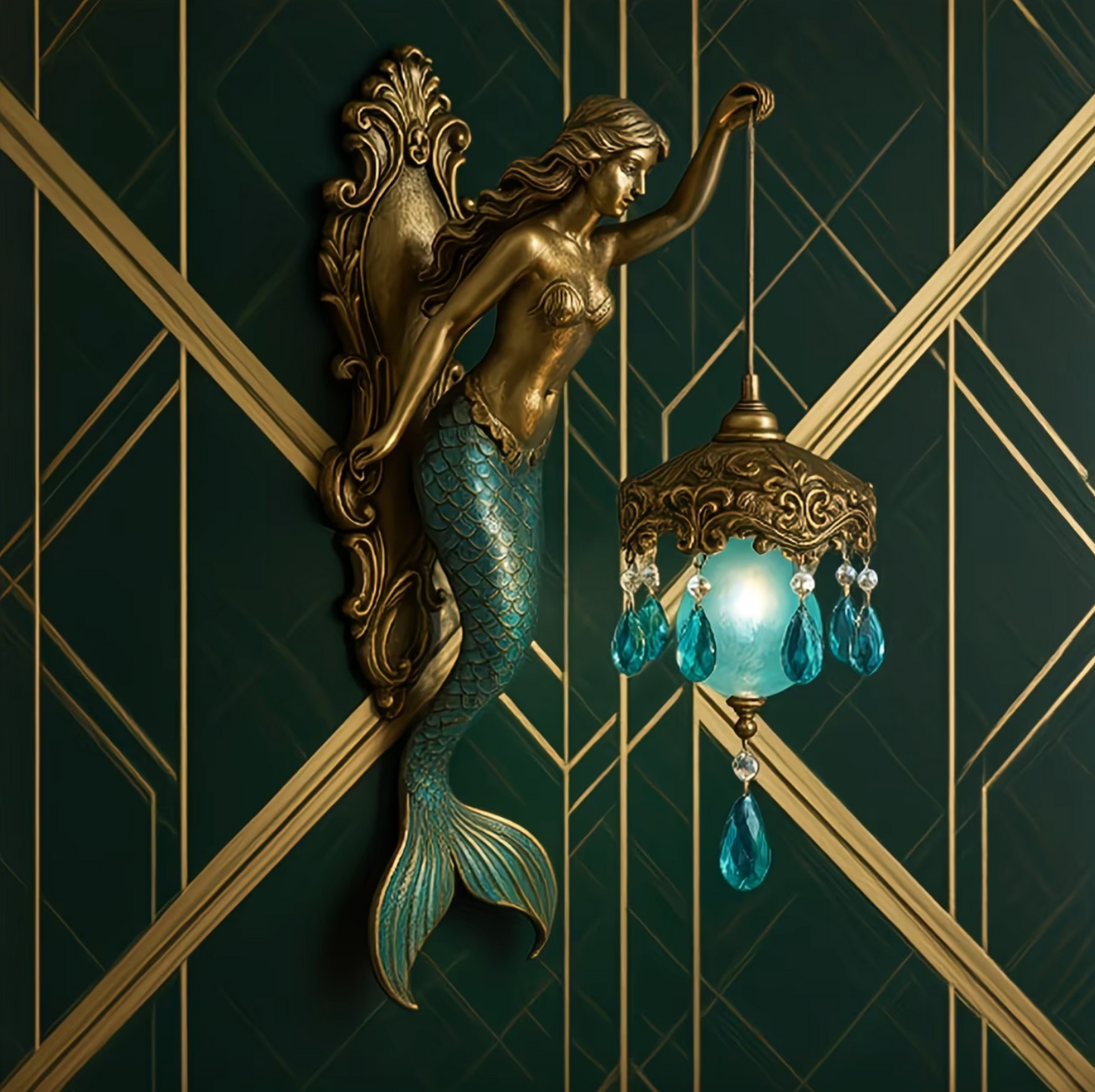 🧜‍♀️ Vintage Mermaid Glow Wall Lamp – Magical Ocean-Inspired Night Light  ✨