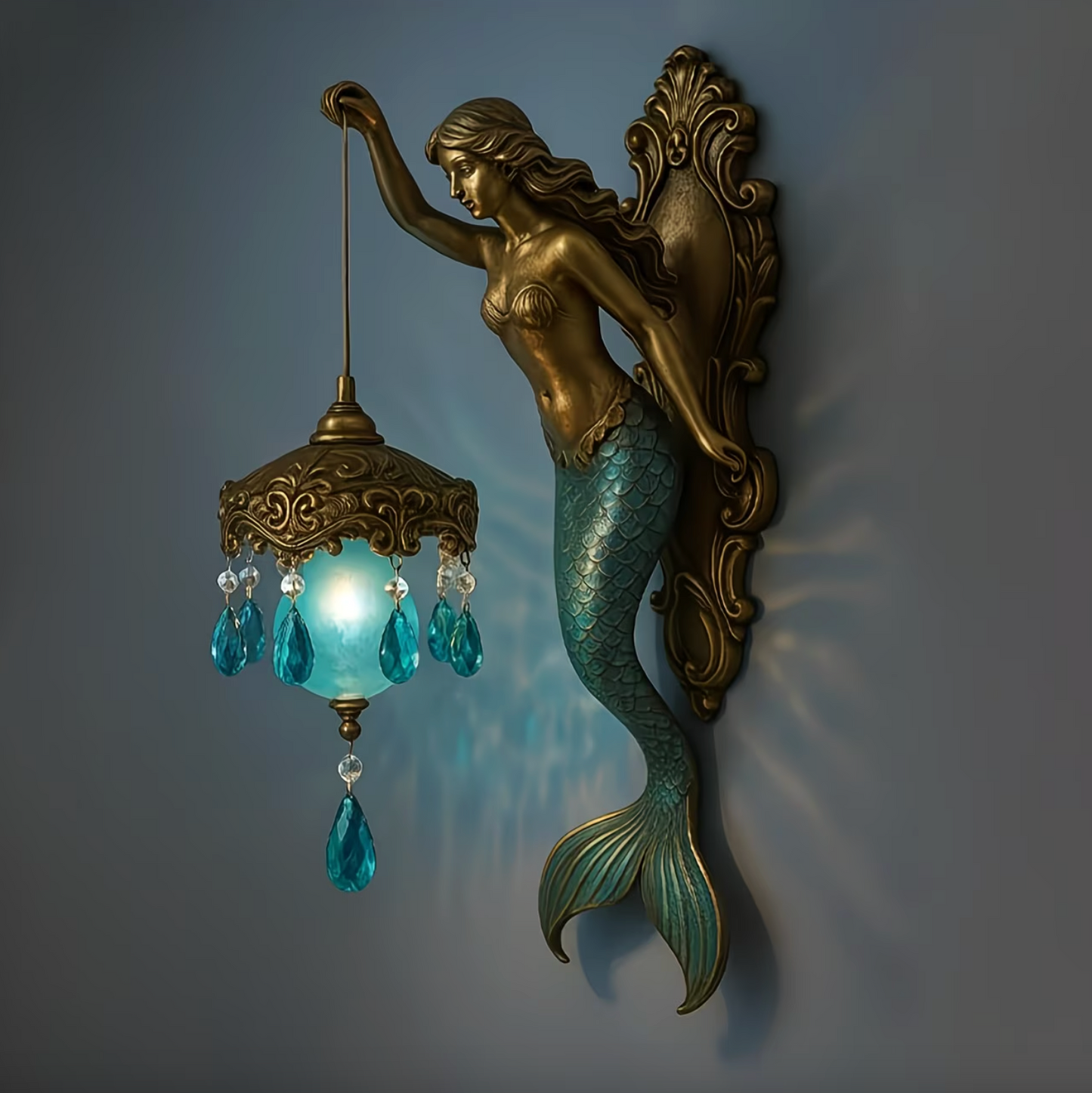🧜‍♀️ Vintage Mermaid Glow Wall Lamp – Magical Ocean-Inspired Night Light  ✨